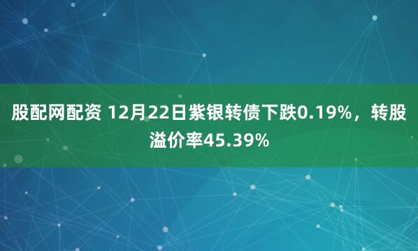 股配网配资 12月22日紫银转债下跌0.19%，转股溢价率45.39%